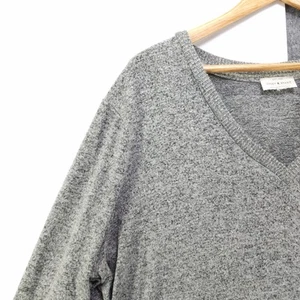 Lucky Brand Women's Heather Gray V-Neck Sweater 2XL XXL Hi Low Hem Lightweight - Picture 1 of 9