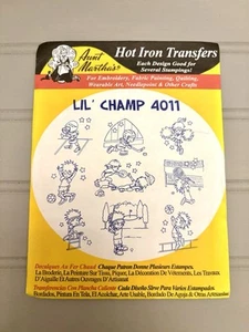 Aunt Martha 4011 LIL CHAMP Discontinued Black Label Embroidery Transfer Pattern - Picture 1 of 1