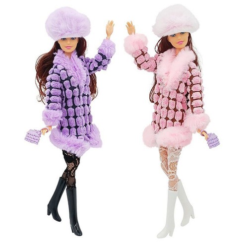 VETEMENTS Calze pelliccia sintetica cappotto lungo vestiti set stivali per bambola 11 5" vestito moda borsa cappello