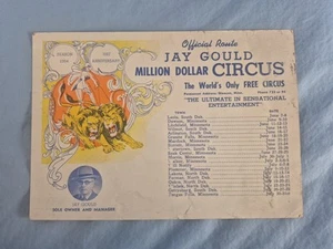 1954 Vintage JAY GOULD Million Dollar CIRCUS Official Route Card #1 - Picture 1 of 3
