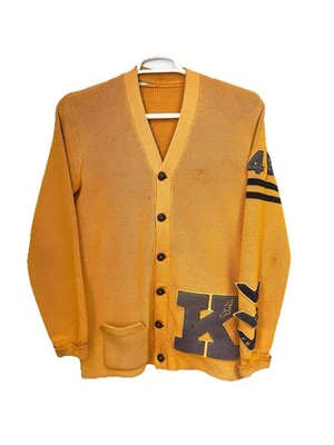 Cárdigan Letterman Universitario Años 40 Suéter de Lana Tejido Fútbol Pista Grande Foto 1 de 4