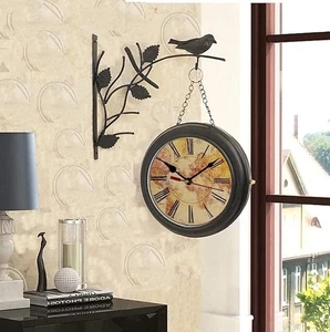 Antiguo Reloj Estación Victoria Doble Cara Ferrocarril Reloj de Pared Hogar Decorativo G - Imagen 1 de 5