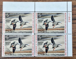 US Scott RW#39 1973  Duck Stamp Migratory Bird Hunting Stamp $5 MNH BLOCK - Picture 1 of 2