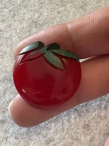 Vintage Red Bakelite 3D TOMATO Vegetable Realistic Button - Picture 1 of 3