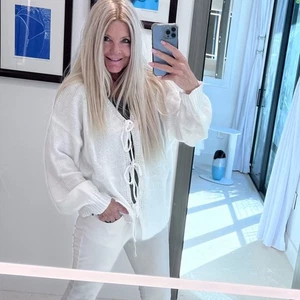 NEU! BRIGHT WHITE Tie Front Cardigan Oversized Pullover COMMENSE S - Bild 1 von 10