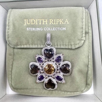 Prendedor/potenciador de piedras preciosas Judith Ripka de oro de ley de 14 k 17 quilates con caja Foto 1 de 4