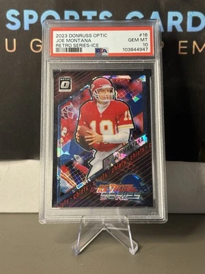 Joe Montana 2023 Donruss Optic Retro Series Ice/15 SSP Bookend PSA 10 Chiefs! Foto 1 de 3