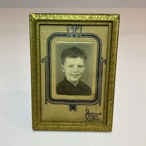 Antique By National School Studios 1930’s  Photograph Of A Boy  W/ Brass Frame ￼ - Picture 1 of 7