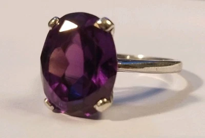 Vintage 14k White Gold 10.5ct Color Change Sapphire Ring Pink Purple Blue - Image 1 of 4