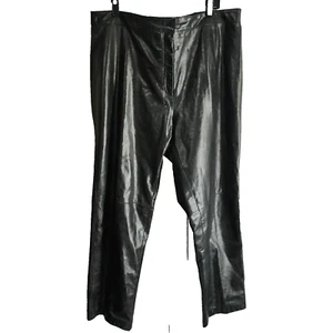 Vintage Tommy Hilfiger Pants Plus Size 20W Black Leather Motorcycle Y2K Straight - Picture 1 of 24