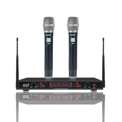 UHF Wireless Microphone System Dynamic 2 Channel Handheld Mic Church Microphones - Image 1 of 4