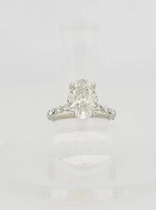 3.63cttw Oval Lab Created Diamond Engagement Ring W/ Hidden Halo - Picture 1 of 2