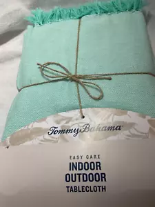 TOMMY BAHAMA EASY CARE INDOOR OUTDOOR TABLECLOTH AQUA TURQUOISE 60 X 84 NIP - Picture 1 of 2