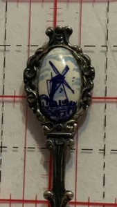 Blue White Windmill Dezet 90 Sterling Souvenir Spoon - Bild 1 von 5