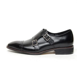 Herren Schwarz Echtleder Doppelschnalle Mönch Riemen Gerade Spitzen Halbschuhe US6,5-11 - Bild 1 von 1