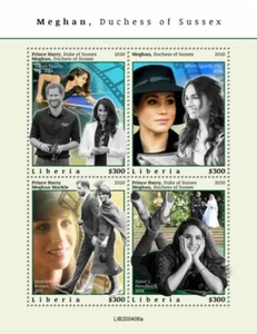 Liberia Royalty Stamps 2020 MNH Meghan Duchess of Sussex Prince Harry 4v M/S - Picture 1 of 1