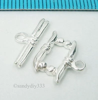 1x STERLING SILVER BRIGHT RIBBON TOGGLE CLASP 13mm #427 - Image 1 of 3