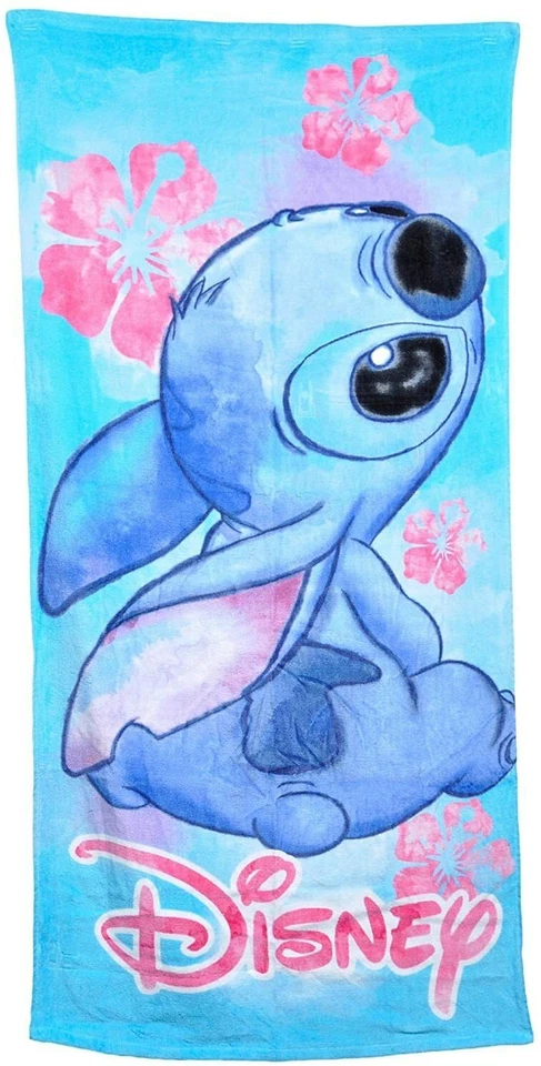 Toalla de baño Disney Stitch floral de terciopelo playa 28"x58" 100 % algodón Foto 1 de 1