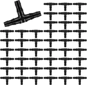 100 Pcs 1/4" Universal Barbed Tee Fittings Connectors Drip Irrigation Fittings - Picture 1 of 9