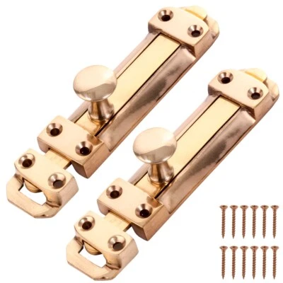 2x PERNOS DESLIZANTES DE LATÓN MACIZO Puerta Trasera Delantera Cerradura de Seguridad Extra Cierre Corto Foto 1 de 4