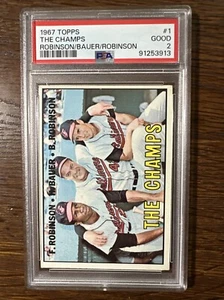 1967 Topps #1  The Champs!- Baltimore Orioles Frank & Brooks Robinson PSA 2  💥⚾ - Picture 1 of 7