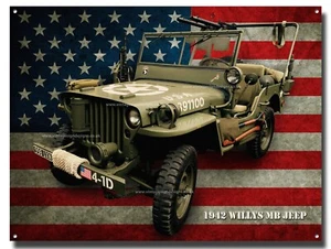 1942 WILLYS MB JEEP FINE ART METAL SIGN.AMERICAN ARMY JEEP .(12" X 16") - Picture 1 of 1