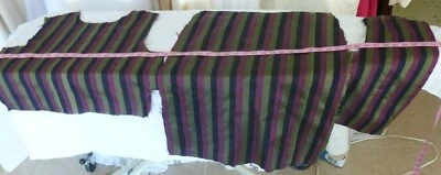 70's THAI SILK FABRIC Navy Olive Plum DIY Asian Boro Boho Patch Work, Kalamkari - Image 1 of 4