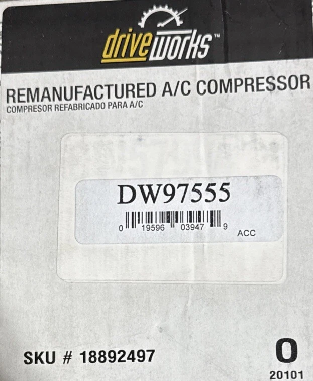Compresor de aire acondicionado CARQUEST/DRIVEWORKS DW97555 para Honda Civic 2006 1,8 L-L4 Foto 1 de 1