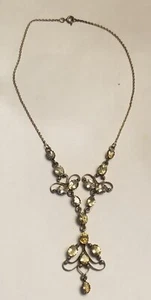 Collar vintage de piedras preciosas de filigrana eduardiana de plata esterlina citrino - Imagen 1 de 13