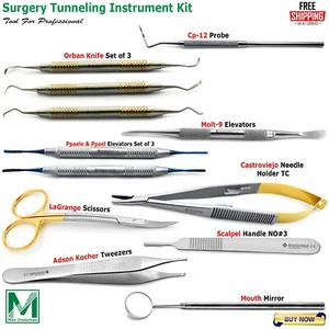 Periodontal Gum Grafting Gingival Tissue Dental Surgery Tunneling Instrument Kit - Picture 1 of 10