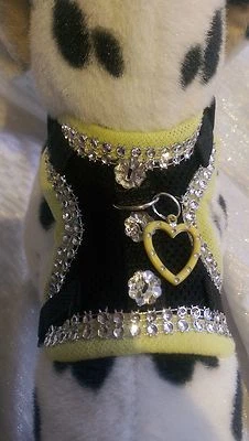 Softgeschirr  Brustgeschirr Hundegeschirr schwarz Glitzer Halsband XS-M Welpen - Bild 1 von 4