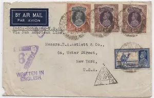 Kalkutta, Indien nach New York, NY 1940 Transpazifische Clipper Luftpost (C5470) - Bild 1 von 2