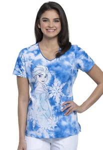 Frozen Cherokee Scrubs Tooniforms Disney V Neck Top TF626 FZES - Picture 1 of 6