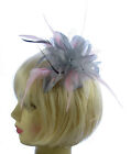 Silver grey and pink comb fascinator for Ascot , Races, Weddings, Ladies Day