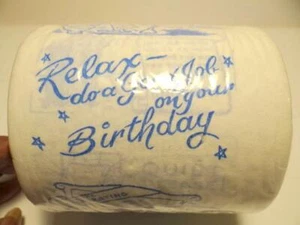 Men's Novelty TOILET PAPER ROLL Print Happy Birthday Party GAG Gift Butt Wipe - Picture 1 of 4