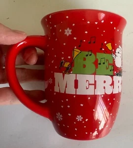 PEANUTS SNOOPY-WOODSTOCK "BE MERRY" RED CHRISTMAS HOLIDAY MUG 2019 COFFEE/TEA - Picture 1 of 5