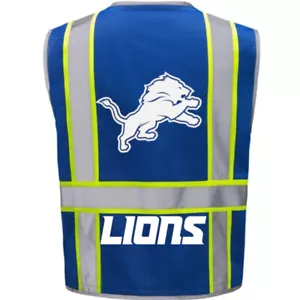 🏈🦺DETROIT LIONS REFLECTIVE SAFETY PPE VEST W/REFLECTIVE LOGO M/L/XL/2X/3X/4XL - Picture 1 of 7