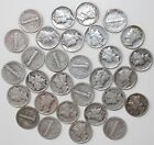 30 Mercury Silver Dimes 10c Us Type Coins Assorted Dates and Grades Cleaned Lot