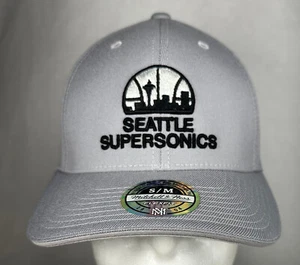 Mitchell & Ness NBA Seattle Supersonics Grey Primary Logo 110 Flex Fitt Hat, S-M - Picture 1 of 10