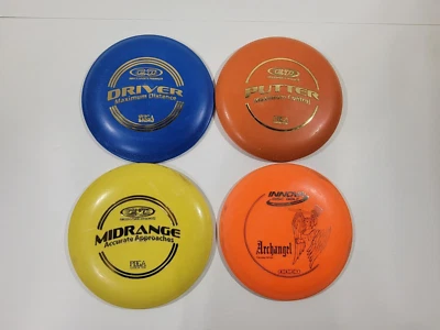 Lote de 4 discos de golf usados Frisbee ESP Putter controlador de gama media Innova Archangel Foto 1 de 4