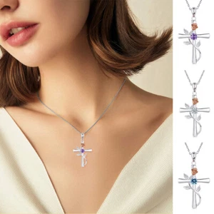 Kreuz Anhänger Halskette für Damen Edelstahl Anhänger Silber Hochzeit Schmuck 🔥 - Photo 1/10