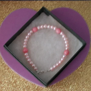 Beautiful Bracelet With Pink Pearls And Morganite Gem 9" Inches Long In Gift Box - Picture 1 of 1