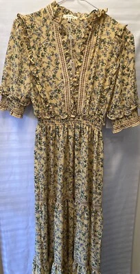 Max Studio Yellow Long Tiered Dress,size S,Peasant Boho style,NWT - image 1 of 4