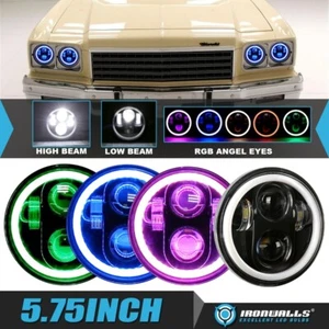 4PCS 5.75" 5-3/4" LED Headlights RGB Angel Eyes Hi-Lo for 58-76 Chevrolet Impala - Picture 1 of 12