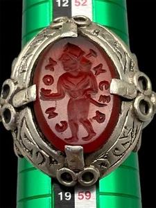 Vintage Carnelian Intaglio Silver Signet Ring merchandise Seal,Roman Warrior - Picture 1 of 9