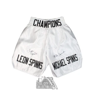 Leon Spinks Michael Spinks Autographed White Boxing Trunks - JSA COA - Picture 1 of 1