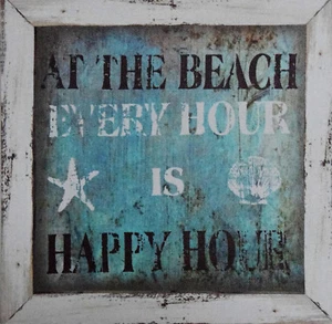 Happy Hour at the Beach Shabby Druck auf Leinwand Keilrahmen 25 x 25 cm Print - Bild 1 von 2