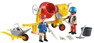 Playmobil Plus Set 6339 Construction Workers with Concrete Mixer Wheelbarrow NEW