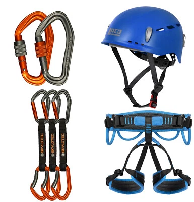 LACD / SKYLOTEC LACD Klettergurt + Kletterhelm blue + Skylotec Falanx Screw + Falanx Pro 16cm