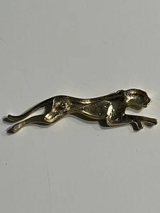 Gold Tone Metal Leopard Cheetah Jaguar Brooch Pin Rhinestones  Running/prancing - Picture 1 of 6